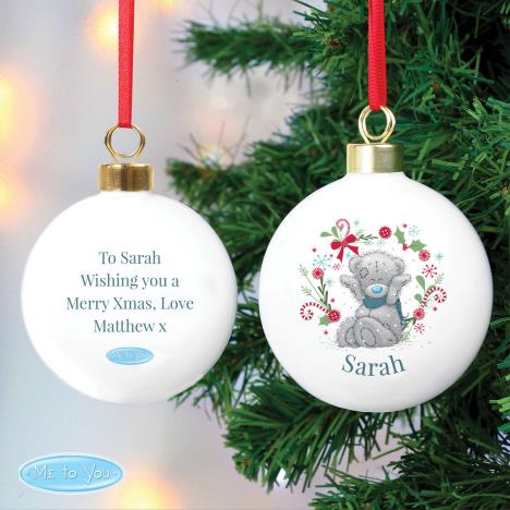 Personalised Me to You Blue Scarf Christmas Bauble Extra Image 1